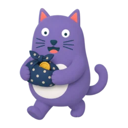 ふろしきを持つシンプル家計簿のネコのキャラクター